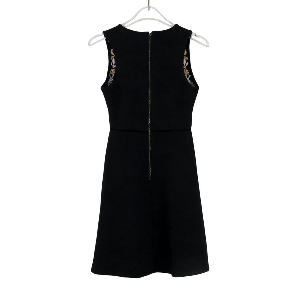 Mason & Belle Black Floral Embroidered Sleeveless Fit and Flare Mini Dress XS - Picture 4 of 7